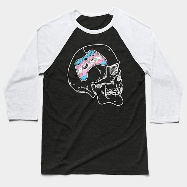 Videogame controller transgender pride skull lgbtq Baseball T-Shirt by Tianna Bahringer